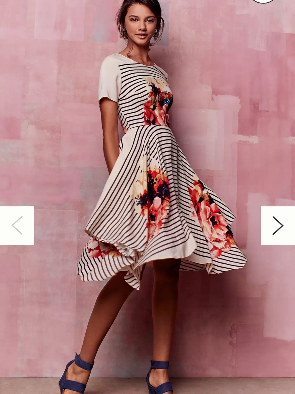 NWOT Corey Lynn Calter Floral Stripe Fit and Flare Dress Sz 6 B136